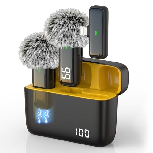 NPTCL 2 Pack Wireless Lavalier Microphone for iPhone 14/13/12/11