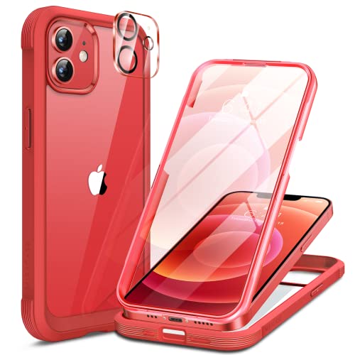 Miracase Glass Series for iPhone 12/12 Pro Case 6.1 inch, Upgraded Full-Body Rugged Phone Bumper Case Cover with Built-in 9H 