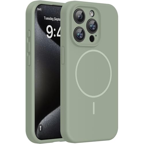 Miracase Silicone & Magnetic for iPhone 15 Pro Case, Patina Green