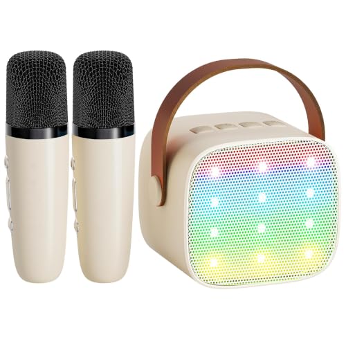 YLL Mini Karaoke Machine with 2 Wireless Microphones, Gifts for Kids