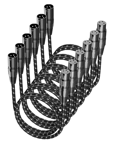 VANDESAIL Microphone Cable, XLR Cables 3ft 6 Pack Nylon Braided