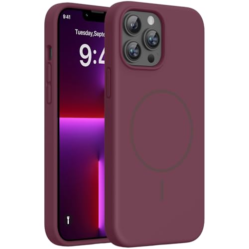 Miracase Silicone & Magnetic for iPhone 13 Pro Case, Wine Red
