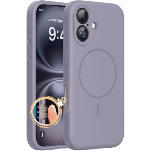 Miracase Silicone & Magnetic for iPhone 16 Case, Lavender Gray