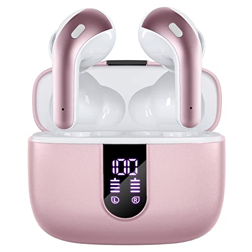 TAGRY Bluetooth Headphones True Wireless Earbuds 60H Playback LED Power Display Earphones with Wireless Charging Case IPX5 Wa
