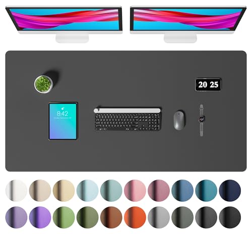 Aothia Faux Leather Desk Mat – Large Mouse Pad, Non-Slip PU Leather Blotter, Waterproof Writing Surface for Office and Home (