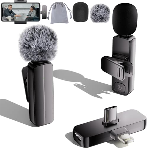 Bulatry 2-Pack Wireless Mini Lavalier Microphone for iPhone,Android Phone - 65ft Cordless Clip on Mics with Noise Reduction 6