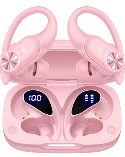 PocBuds Bluetooth Headphones Wireless Earbuds 80hrs Playtime Wireless Charging Case Digital Display Sports Ear Buds with Earh