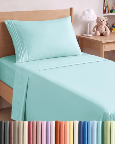 Twin XL Size 3 Piece Sheet Set - Breathable & Cooling Sheets - Spa Blue