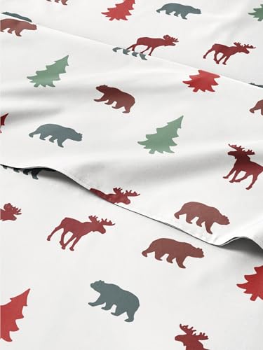 Christmas Sheet Set, Woodland Scene, Holiday Xmas Bedding Set - Cal King
