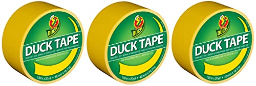 Duck Brand 1304966 Color Duct Tape, Yellow, 1.88 Inches x 20 Yards Each Roll, 3 Rolls