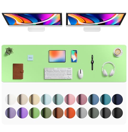 Aothia Faux Leather Desk Mat - Large Mouse Pad, Non-Slip PU Leather Blotter, Waterproof Writing Surface for Office and Home (