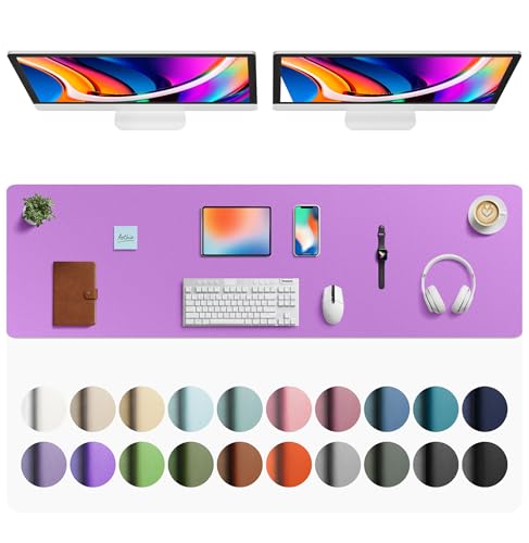 Aothia Faux Leather Desk Mat - Large Mouse Pad, Non-Slip PU Leather Blotter, Waterproof Writing Surface for Office and Home (