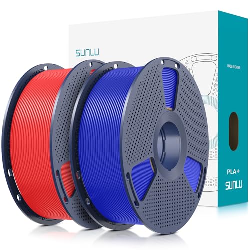 SUNLU PLA Plus 3D Printer Filament 1.75mm 2KG, Red+Klein Blue