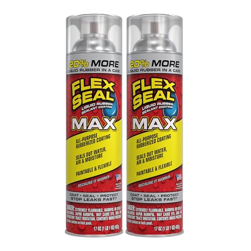 Flex Seal Spray Rubber Sealant Coating, Waterproof, Clear, 17 oz, 2-Pack