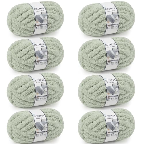 Cozyful Chunky Yarn for Hand Knitting - #10 Chunky Chenille Yarn, Jumbo Big Thick Chunky Yarns for Crocheting, Super Bulky Ch