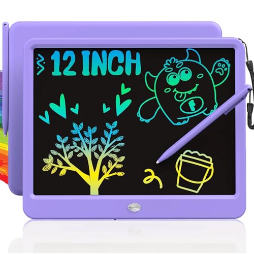 TEKFUN 12 Inch LCD Writing Tablet for Kids, Coloring Drawing Pad, Mess Free Doodle Board, Airplane Travel Toys for Boys and T