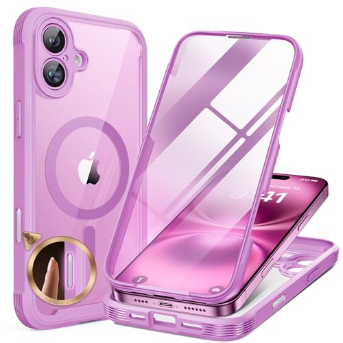 miracase Magnetic for iPhone 16 Plus Case Full-Body Phone with Built-in Glass Screen Protector, [Compatible with MagSafe] Mil