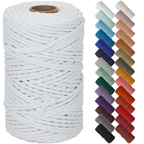 NOANTA White Macrame Cord 5mm x 109yards, Colored Cotton Rope Macrame Yarn