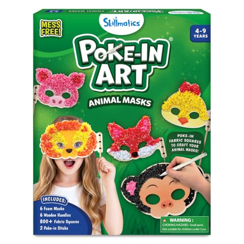 Skillmatics Poke-in Art – Animal Masks, Wood Craft Kit, Gift for Kids