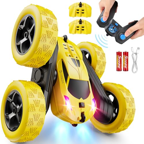 QUNREDA Remote Control Car,RC Car Toys for 6-12 Year Old Boys, Off Road RC Stunt Car 4WD 360° Rotating Remote Control Car for