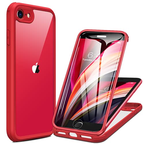 Miracase for iPhone SE Phone Case 3rd/2nd Generation 2022 2020 Full-Body with Built-in Glass Screen Protector, Heavy Duty 360
