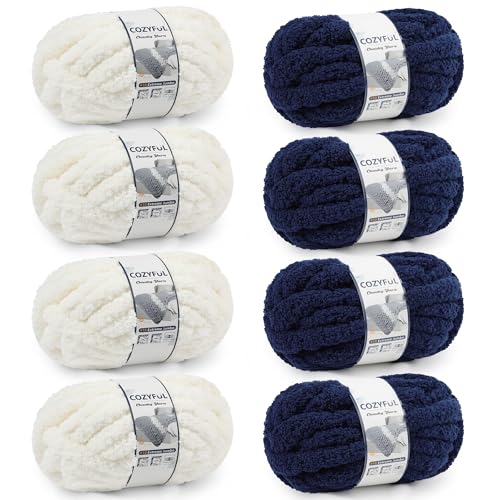 Cozyful Chunky Yarn for Hand Knitting - #10 Chunky Chenille Yarn, Jumbo Big Thick Chunky Yarns for Crocheting, Super Bulky Ch