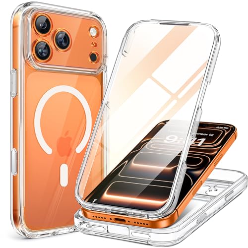 Miracase Magnetic for iPhone 17 Pro Case 6.3" [Compatible with MagSafe] Full-Body Phone Case with Built-in Glass Screen Prote