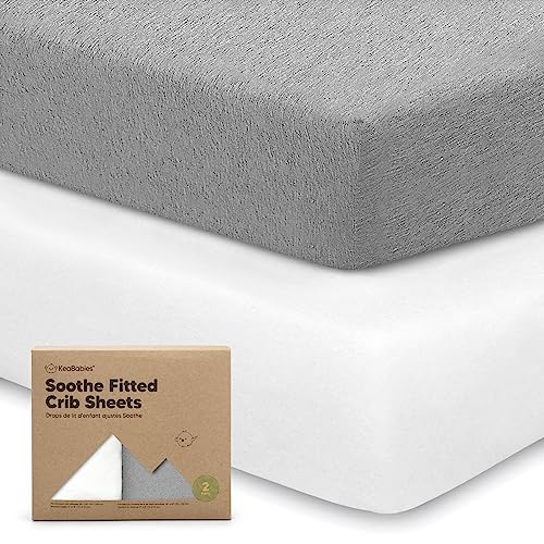 KeaBabies 2pk Organic Cotton Crib Sheets for Boys Girls 52x28, Cloud