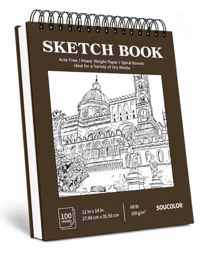 Soucolor 11"x14" Large Sketchbook,100 Sheets Thick Acid Free Sketch Pad