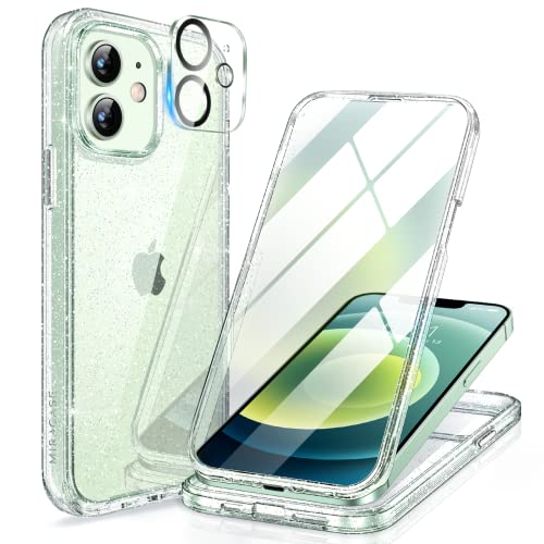 Miracase Glass Series for iPhone 12/12 Pro Case 6.1 inch, Upgraded Full-Body Rugged Phone Bumper Case Cover with Built-in 9H 