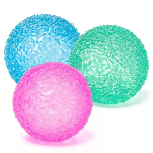 3pc Big Stress Balls for Adults, Squishy Ball Sensory Textured Memory Gel Fidget Toys for Kids/Adults Hand Exercises, Valenti