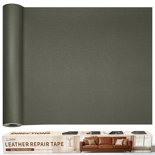 ONine Leather Repair Patch，Leather Repair Tape, 16 x 90 inches Leather Repair Patch for Furniture,Vinyl Repair Kit，Leather Co