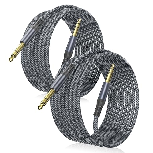 Elebase 1/4 Inch TRS Instrument Cable 20FT 2Pack,6.35mm Male Guitar Cord 6M
