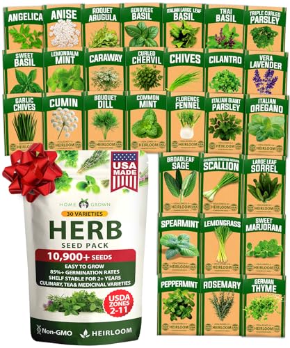 HOME GROWN 30 Herb Variety Pack 10,900+ Seeds Extra Large Culinary Kit