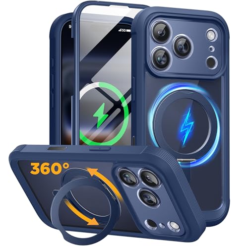 miracase for iPhone 17 Pro Max Case with 360° Magnetic Ring Stand [Magnetic with Magsafe] Full-Body Drop Proof Bumper Phone C