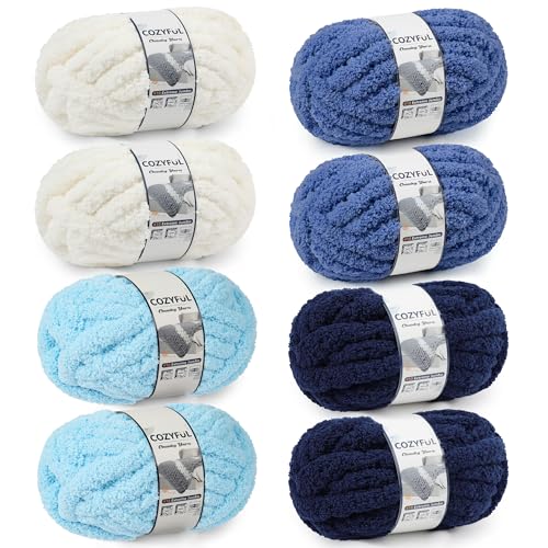 Cozyful Chunky Yarn for Hand Knitting - #10 Chunky Chenille Yarn, Jumbo Big Thick Chunky Yarns for Crocheting, Super Bulky Ch