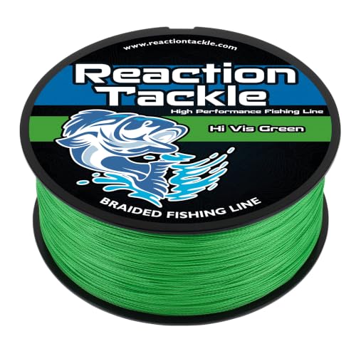 Reaction Tackle Braided Fishing Line Hi Vis Green 8Lb 500Yd