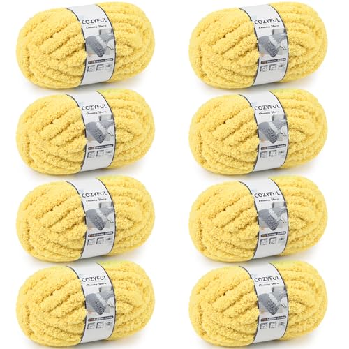 Cozyful Chunky Yarn for Hand Knitting - #10 Chunky Chenille Yarn, Jumbo Big Thick Chunky Yarns for Crocheting, Super Bulky Ch