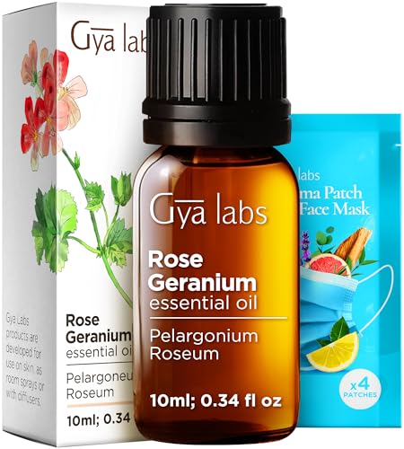 Rose Geranium Essential Oil for Skin, Hair & Diffuser - 0.34 Fl Oz