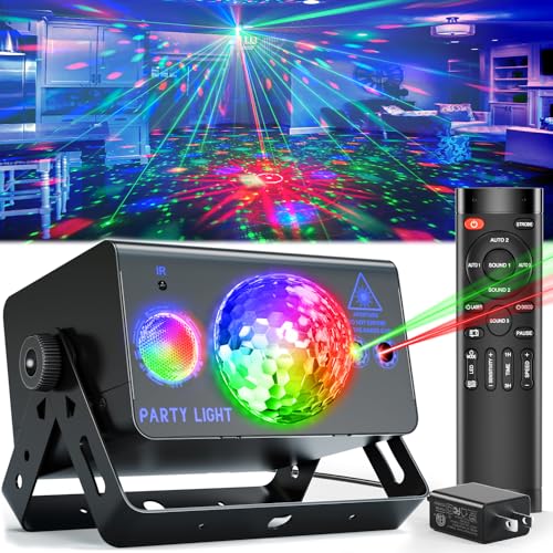 OIEZISRO Party Lights, DJ Disco Light Disco Ball Light Sound Activated Strobe Stage Lights for Parties Birthday Christmas Gif