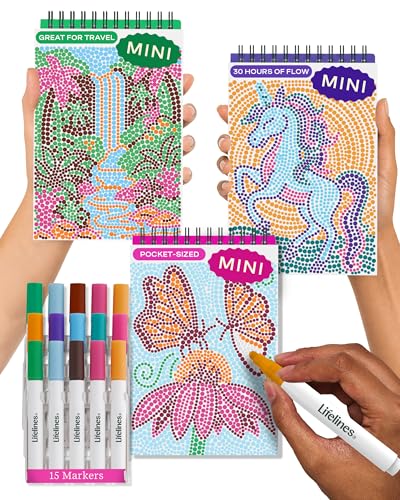 Lifelines FlowArt Mini Activity Pads, 3-Pack, Dot-by-Letter Coloring Books