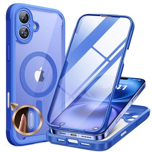 Miracase for iPhone 16 Case 6.1'', [Bubble Free] Full-Body Bumper Phone case with Built-in Full Glass Screen &Lens Protector,