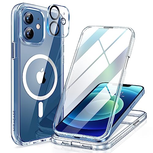 Miracase Magnetic for iPhone 12/12 Pro Case 6.1 inch, (Compatible with MagSafe) Upgrade Full-Body Clear Phone Bumper Case wit