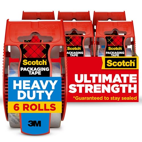 Scotch Heavy Duty Shipping Packaging Tape, 1.88″ x 22.2 yd per Roll, 18 Rolls (Clear, Strong Seal for Moving & Shipping Boxes