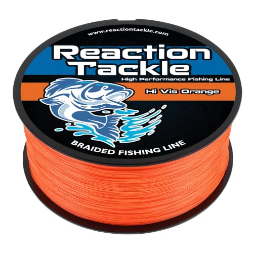 Reaction Tackle Braided Fishing Line Hi Vis Orange 30Lb 1000Yd