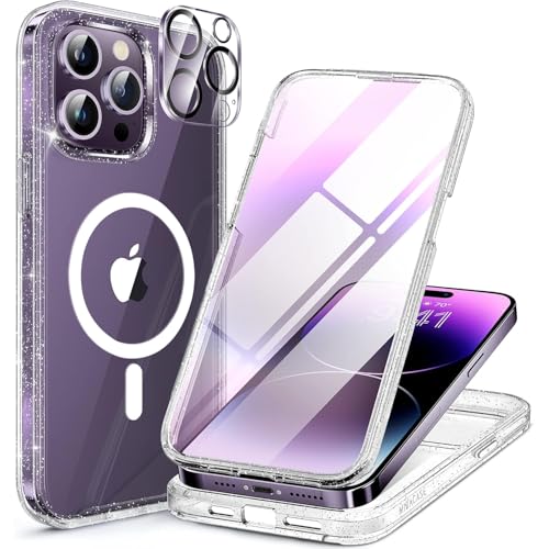 Miracase Magnetic for iPhone 14 Pro Max Case 6.7 inch, (Compatible with MagSafe) Upgrade Full-Body Clear Phone Bumper Case wi