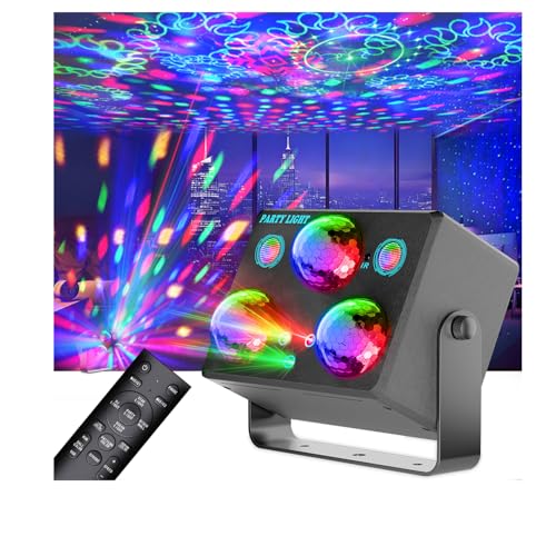 Party Lights,Disco DJ Strobe Light Rave Stage Projector Effect Dance Club Light Sound Activated with Remote Control for Parti