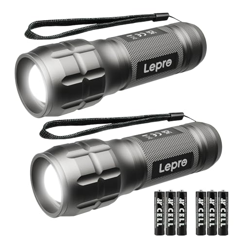 Lepro LED White Light Flashlight, High Lumens Waterproof Adjustable Focus