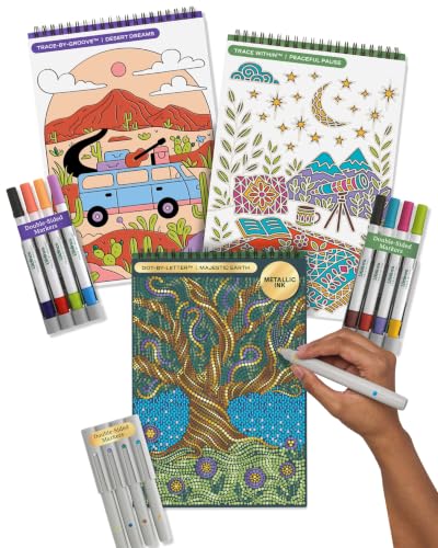 Lifelines FlowArt Activity Pads, 3-Pack, Dot-by-Letter Coloring Books