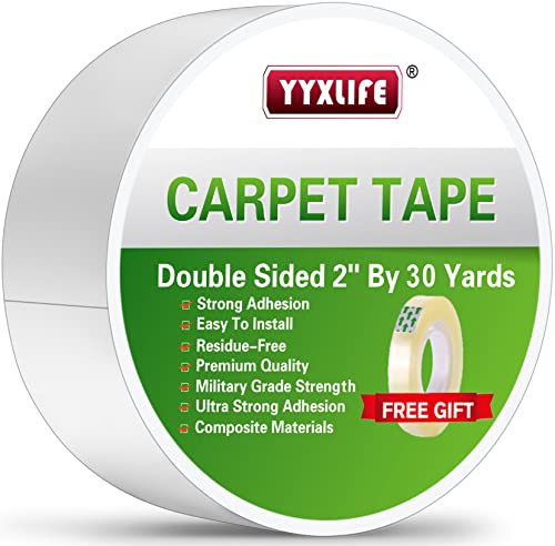 YYXLIFE Double Sided Rug Tape, Heavy Duty for Rugs & Floors, 2" x30YD